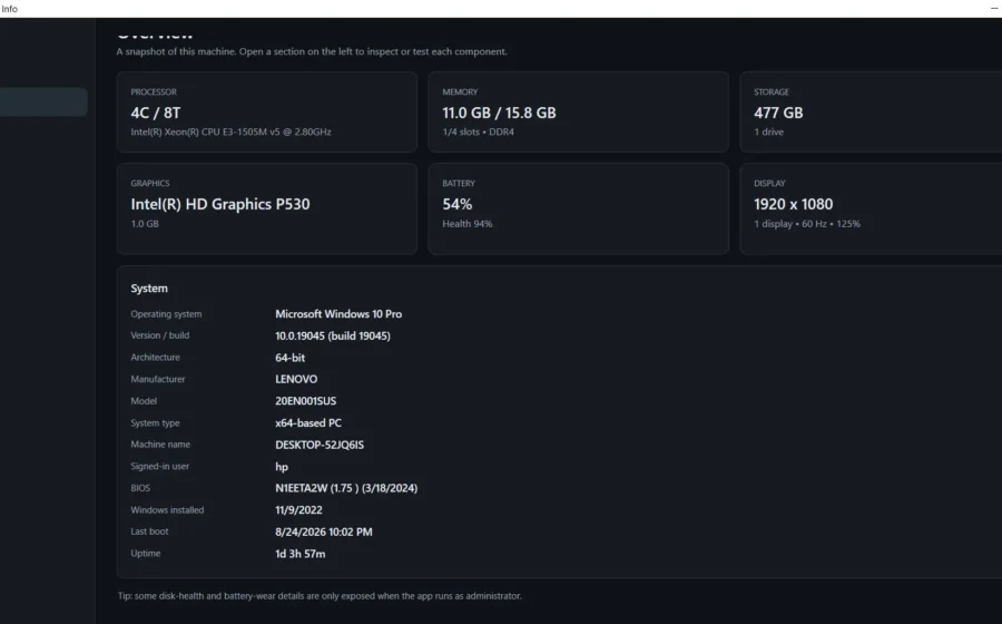 hwi software screenshot